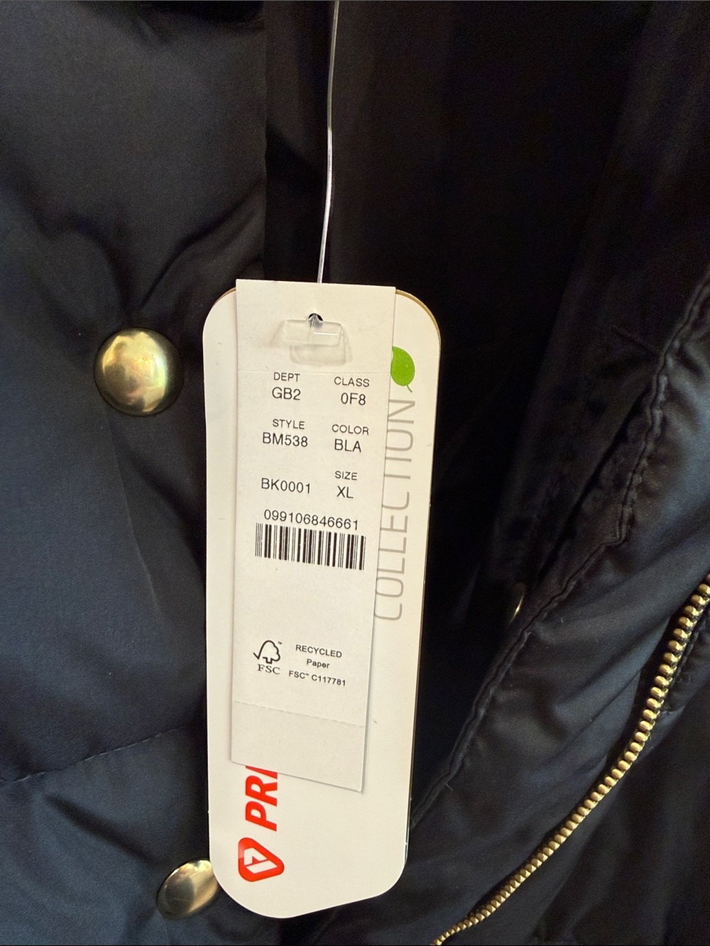 J. Crew Black Quilted Puffer Jacket with Gold-Tone Hardware - Picture 2 of 4